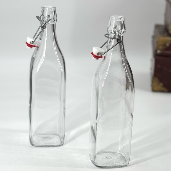 Vintage Italian (2) Swing Top 1 Lt. Glass Bottles/Carafes - Picture 2 of 11